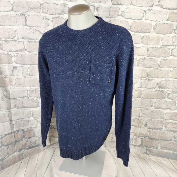 Quicksilver Cotton Wool Crewneck Pullover Sweater Speckled Yarn Navy Size Large - Picture 5 of 15